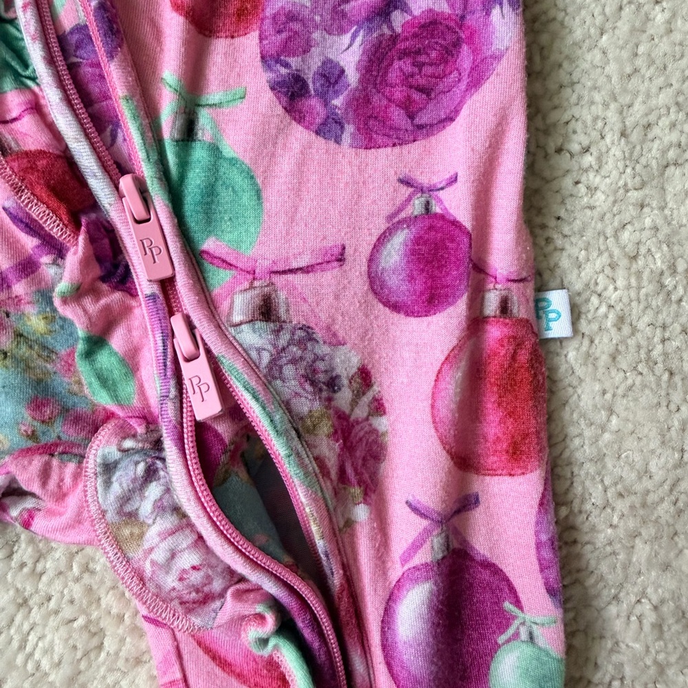 Posh Peanut “Posh Ornaments” Footie Ruffled Zippered One Piece - Picture 7 of 13